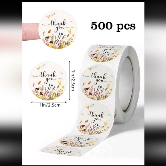 500 Floral Stickers  Thank  You Stickers Perfect For Sellers - Picture 1 of 4